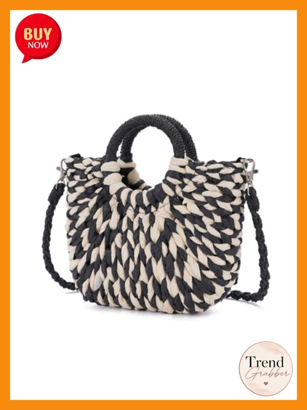Handmade Straw Crochet Hobo Bag with Top Handle Woven Half Moon Shoulder Tote